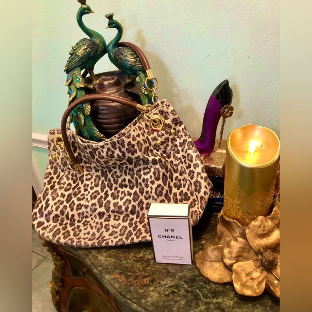 Cynthia Rowley, Leather, Snake and Leopard Print Handbag